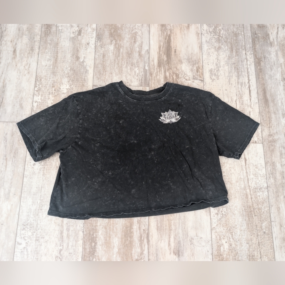 Carbon Copy Black Crewneck Tee with White Label